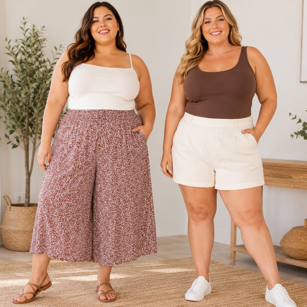 SHEIN Curve Plus Size Bottoms Lot Women’s 4XL Wide Leg Pants & Shorts